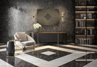 Плитка Kerama Marazzi Коррер черный глянцевый структура обрезной (30х60) арт. 11282R